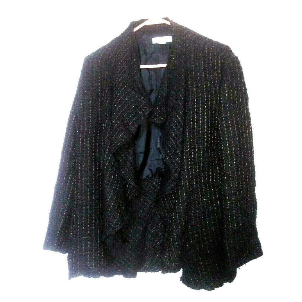 Coldwater Creek Draped Front Tweed Jacket Size PL 14-16 wool mohair blend